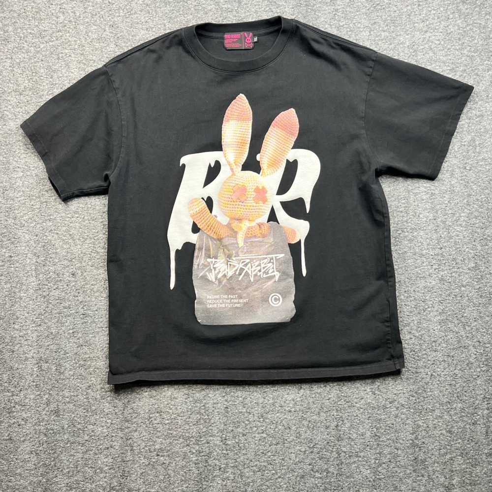 Bad Rabbit T Shirt Mens XL Black Graphic Streetwear Bad Habits 2021‎ Tee
